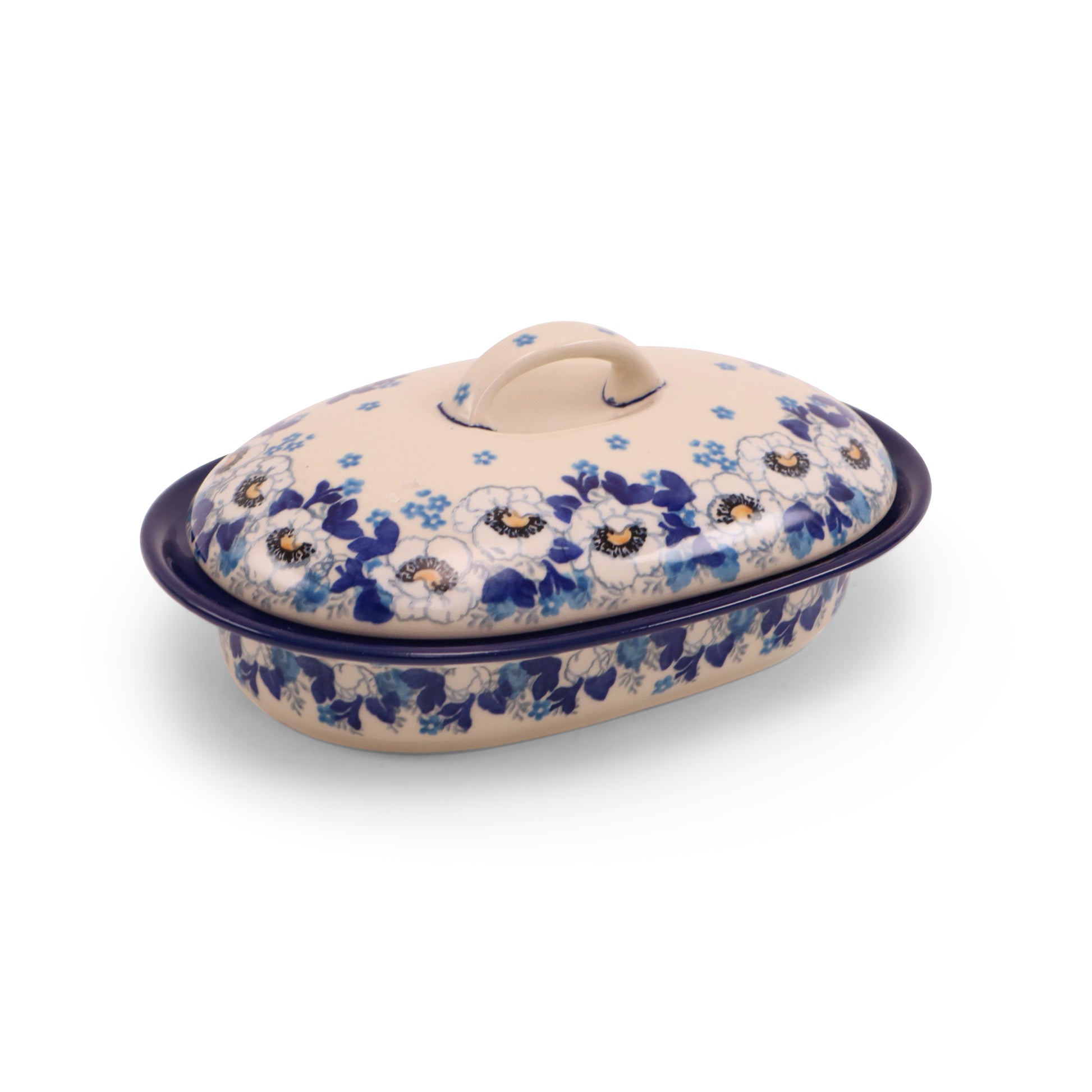 8"x6" Oval Butter Dish.Pattern: Babcia Garden