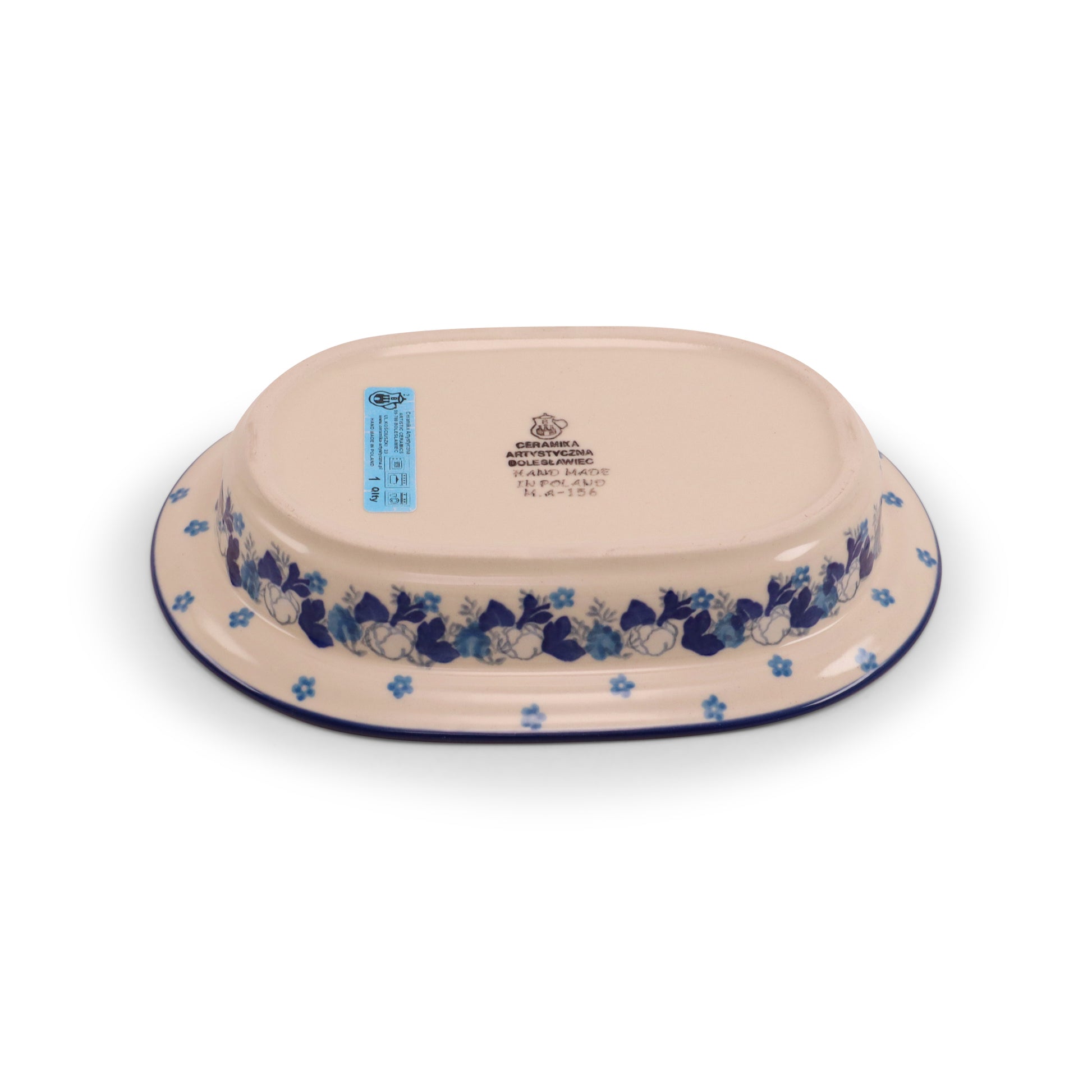 8"x6" Oval Butter Dish.Pattern: Babcia Garden