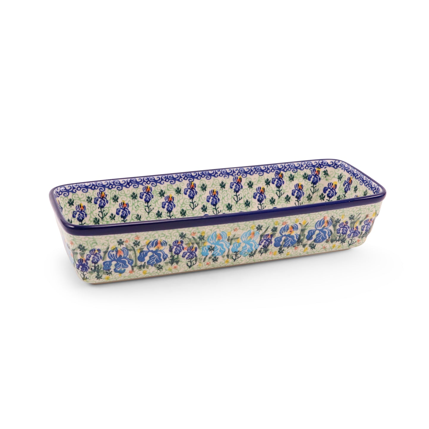 12"x4.5" Long Rectangular Baker. Pattern: Floral Array