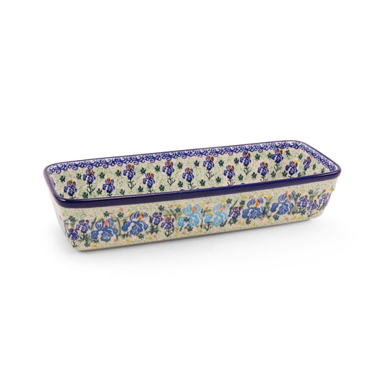 12"x4.5" Long Rectangular Baker. Pattern: Floral Array