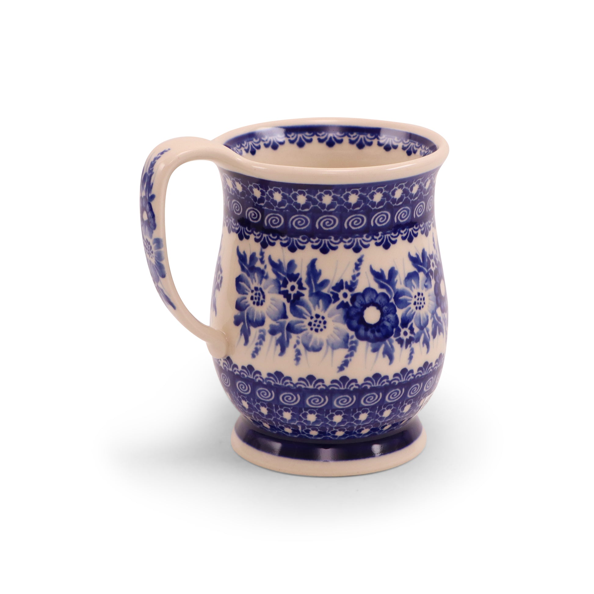 16oz Anka Mug.Pattern: Cobalt Meadow