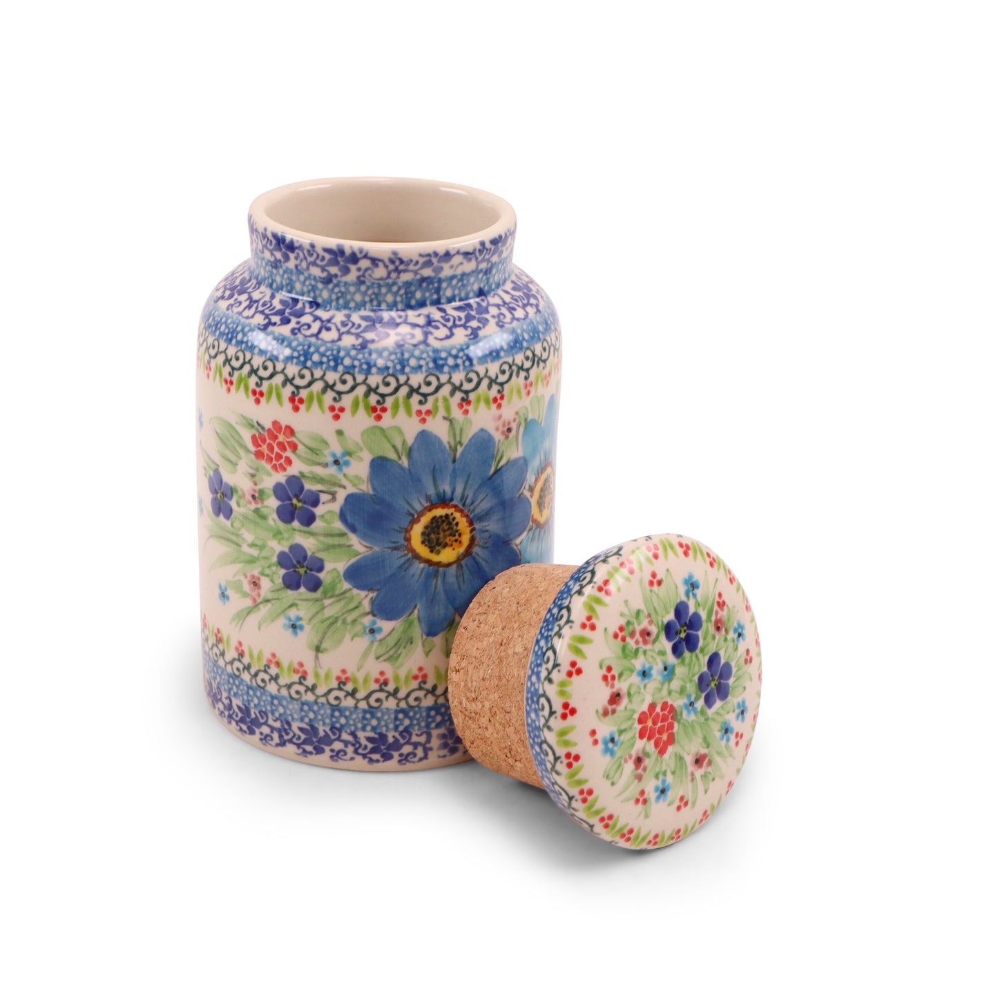 4.5"x7" Container with Cork Lid. Pattern: Summer Spritz