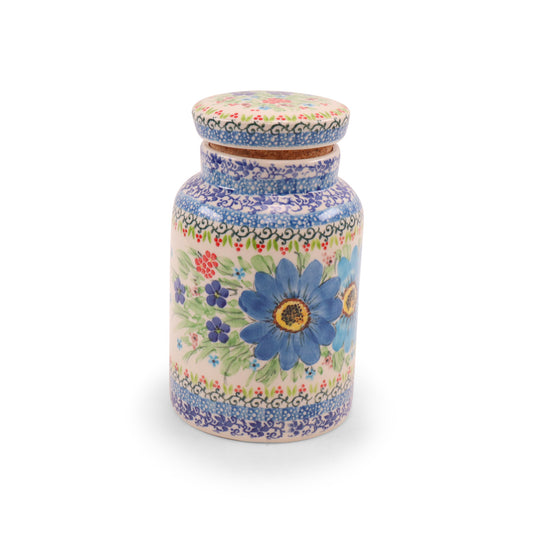 4.5"x7" Container with Cork Lid. Pattern: Summer Spritz