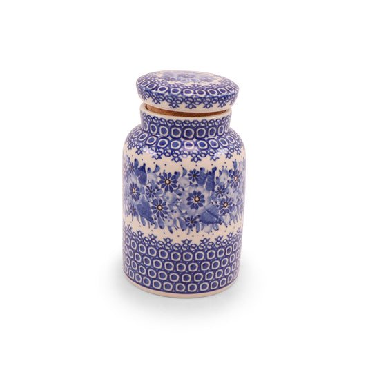 4.5"x7" Container with Cork Lid. Pattern: Baltic Mist