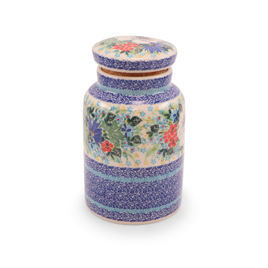 4.5"x7" Container with Cork Lid. Pattern: Bay Breeze