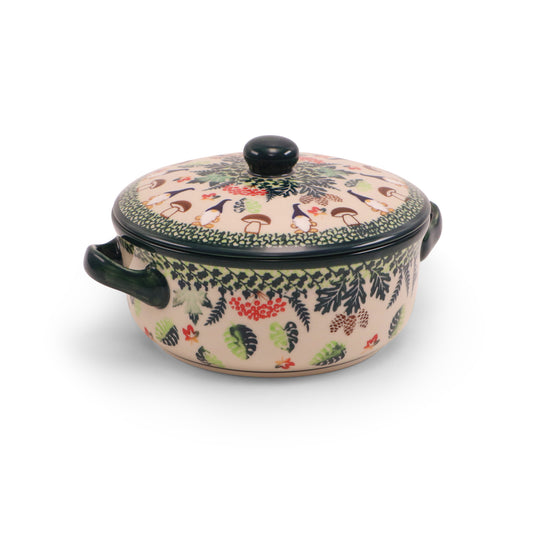 6.5"x2.5" Covered Baker with Handles.Pattern: Into The Forest