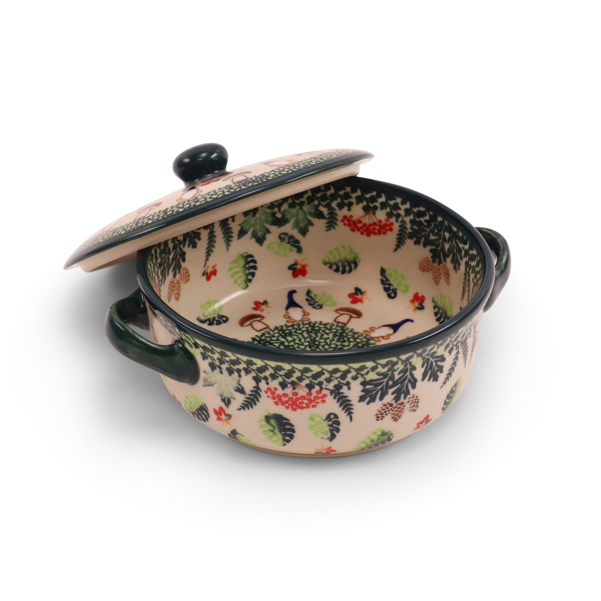 6.5"x2.5" Covered Baker with Handles.Pattern: Into The Forest
