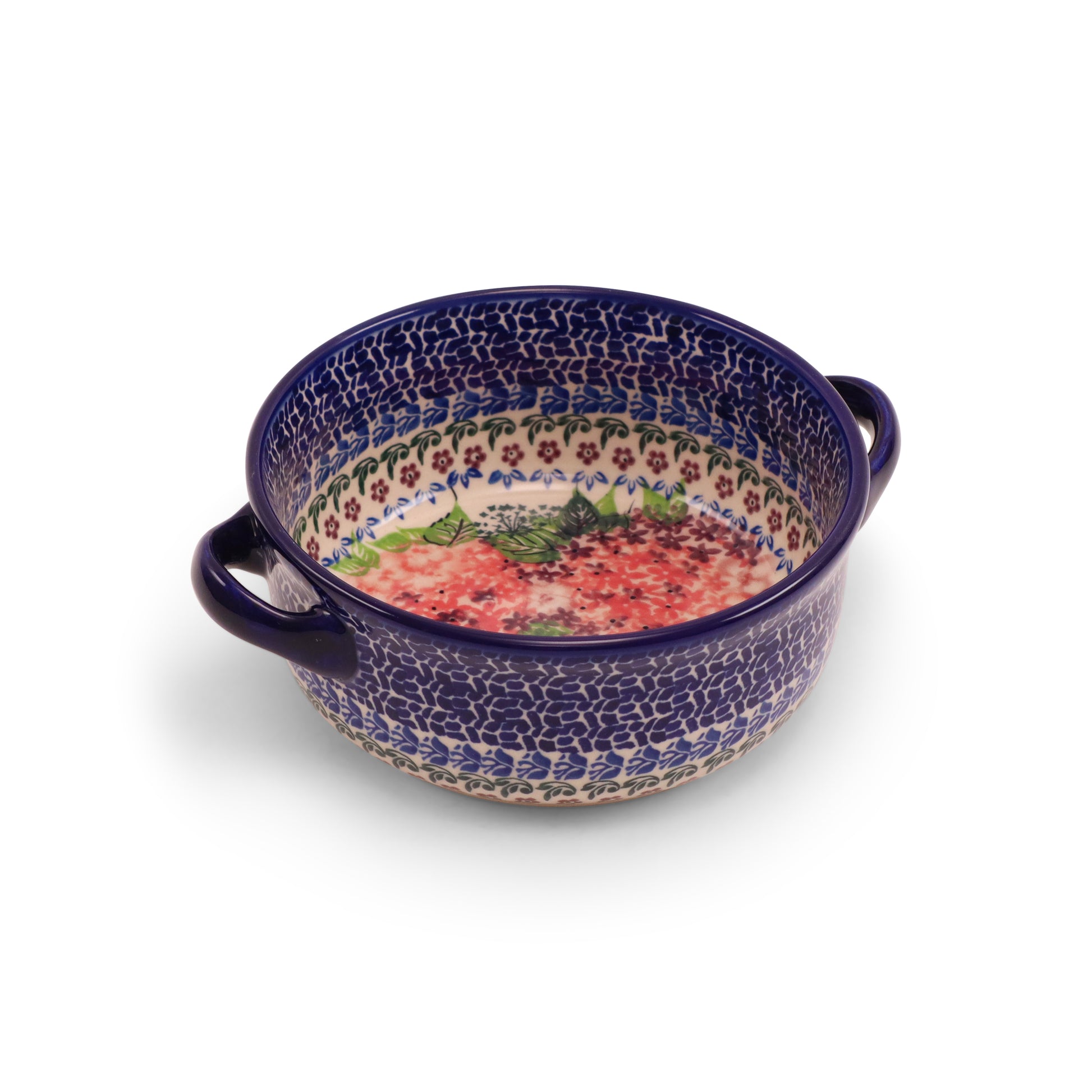 6.5"x2.5" Round Baker with Handles.Pattern: Sherbet Blush