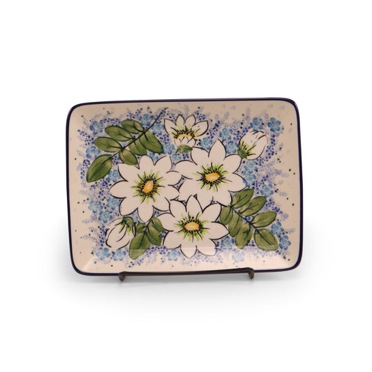 9.5"x7" Rectangular Tray.Pattern: Kiwi Flower