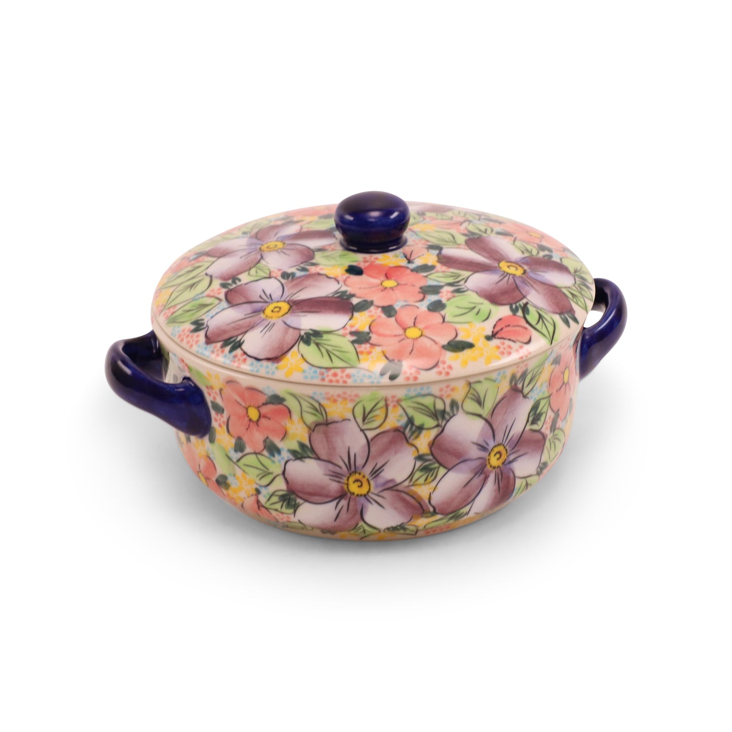 6.5"x2.5" Covered Baker with Handles 2Q Pattern: Peach Cozy