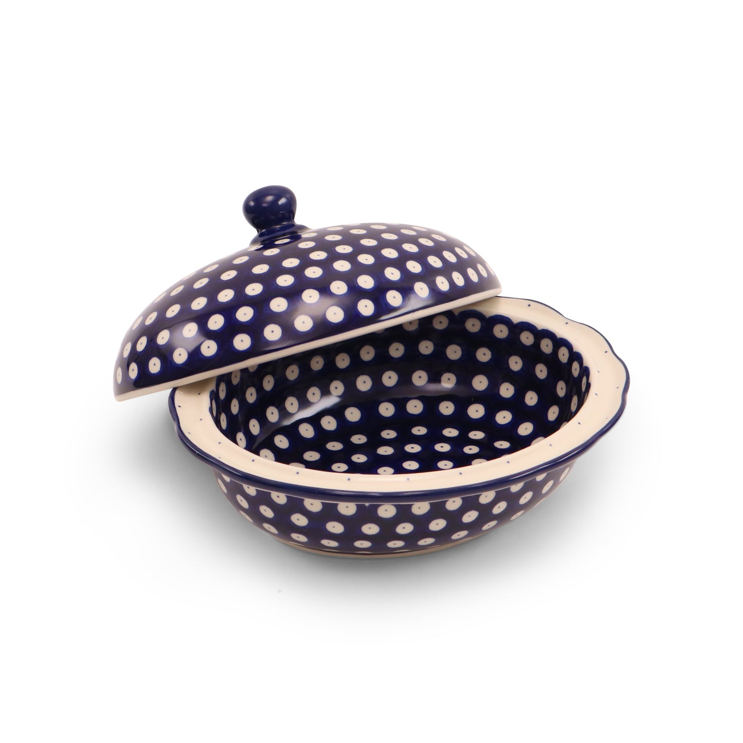 9.5"x8"x3" Covered Oval Baker.Pattern: Owl Eye