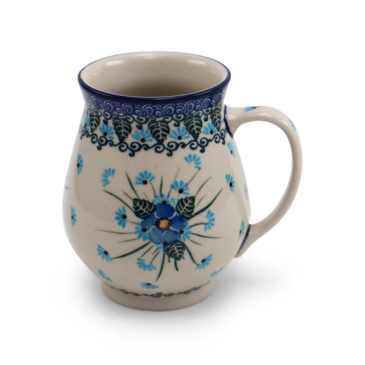 14oz Drop Mug.Pattern: Blue Bouquet