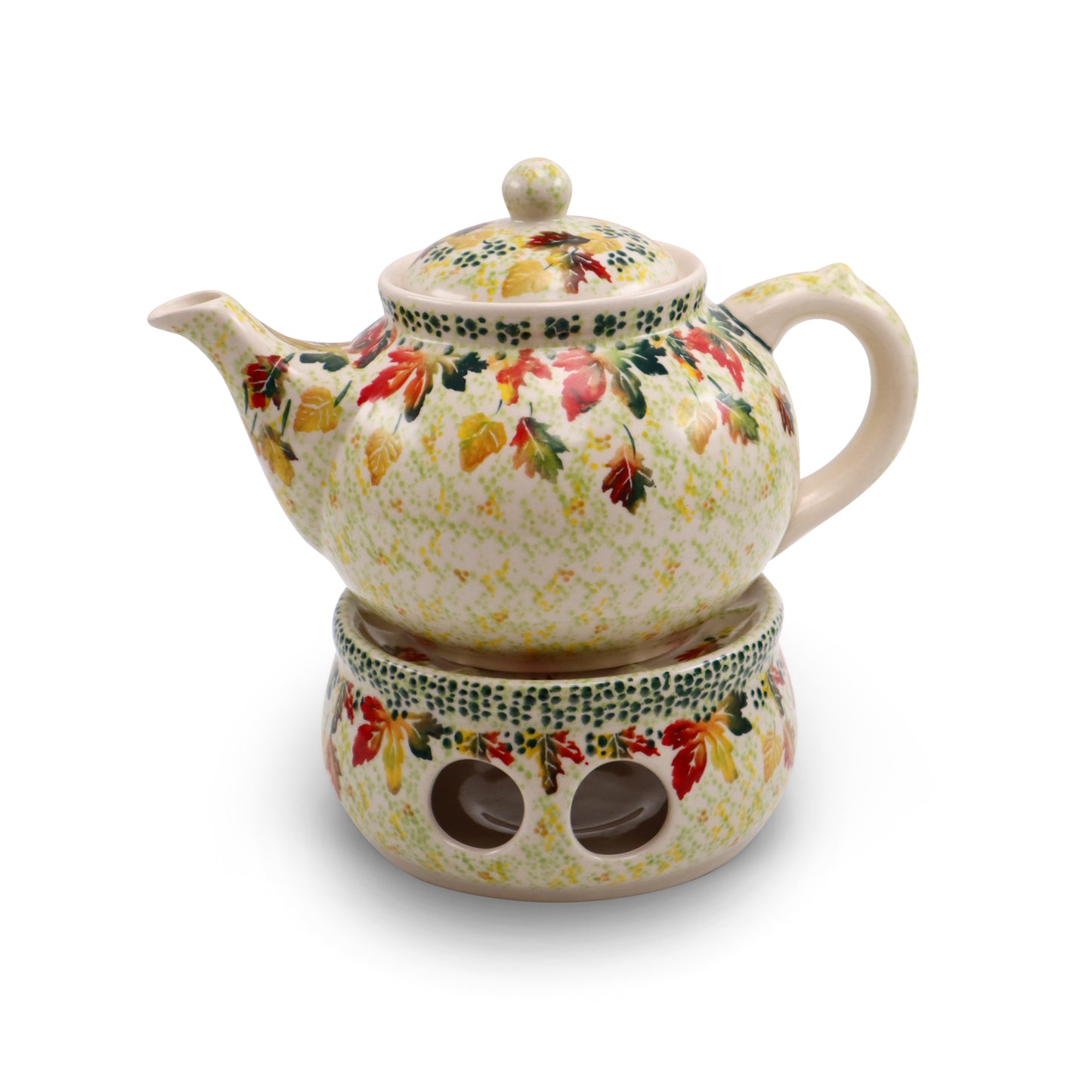 32oz Teapot with Warmer.Pattern: Autumn Leaves