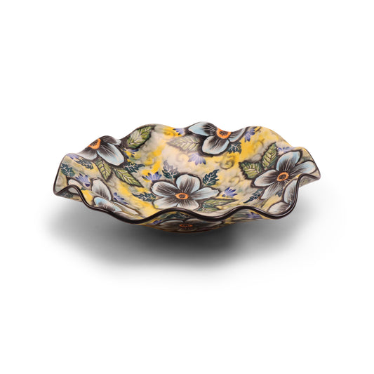 11" Wavy Shallow Bowl LE.Pattern: KY Blue