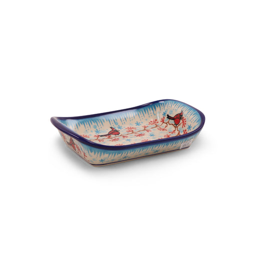 5.5"x9" Rectangular Tray with Handles. Pattern: Cardinal Chill