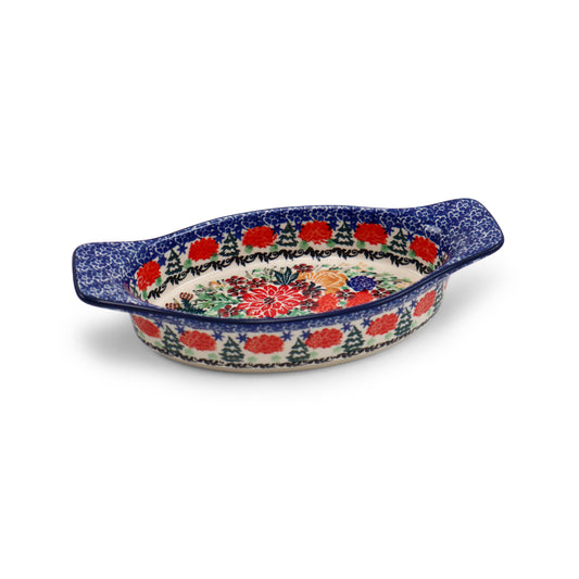 9.5"x5"x1.5" Oval Baker With Handles.Pattern: U3231