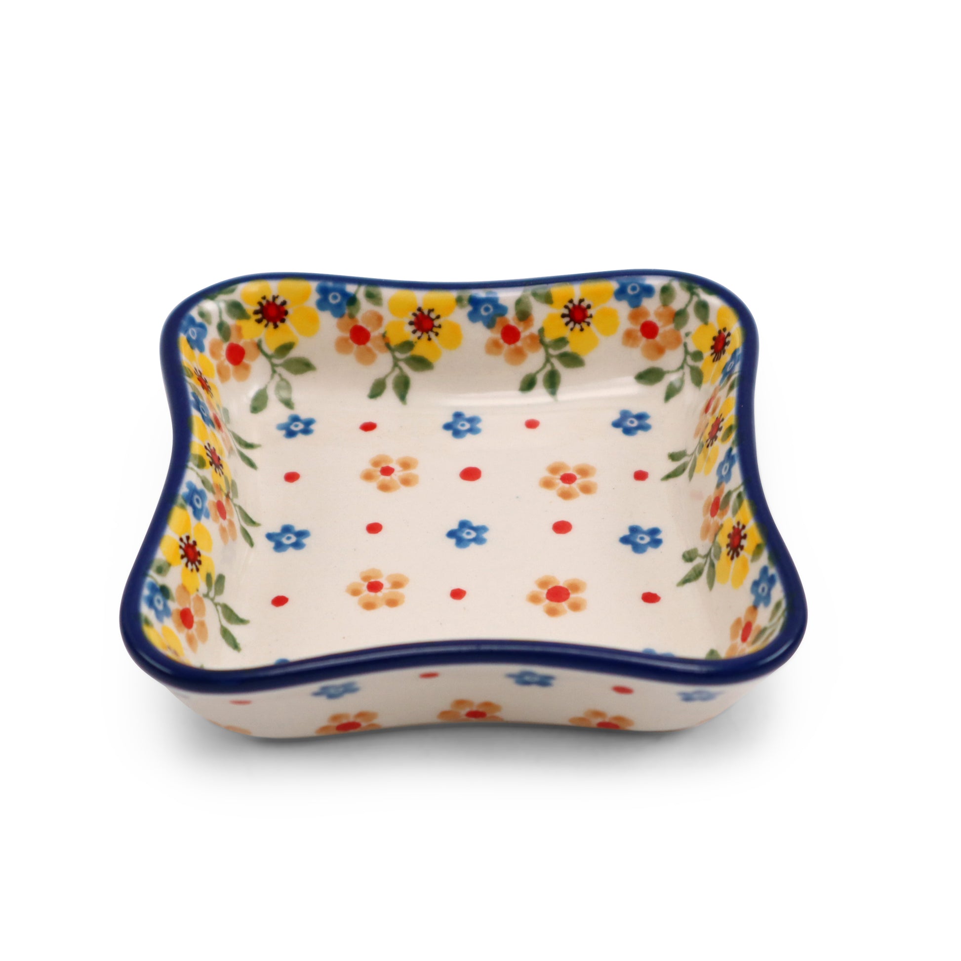 4.5" Shallow Square Bowl.Pattern: Butterscotch