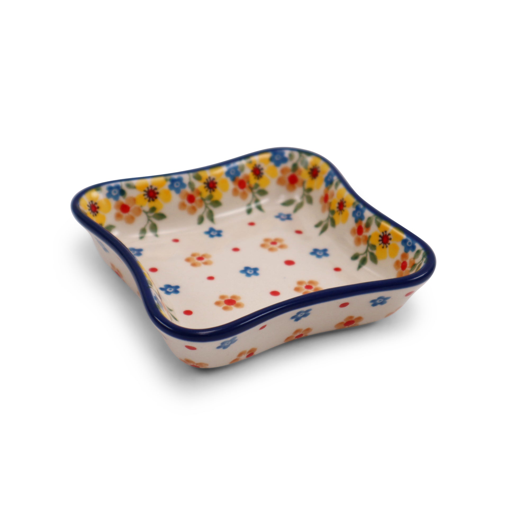 4.5" Shallow Square Bowl.Pattern: Butterscotch