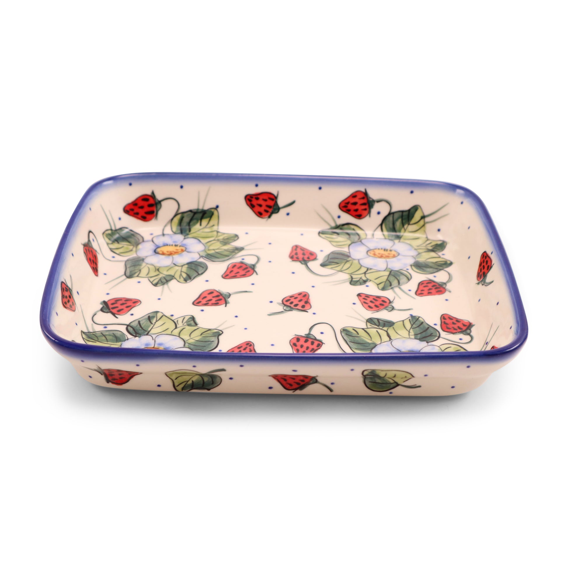 9.5"x7.5" Rectangular Baker. Pattern: Strawberry Shortcake