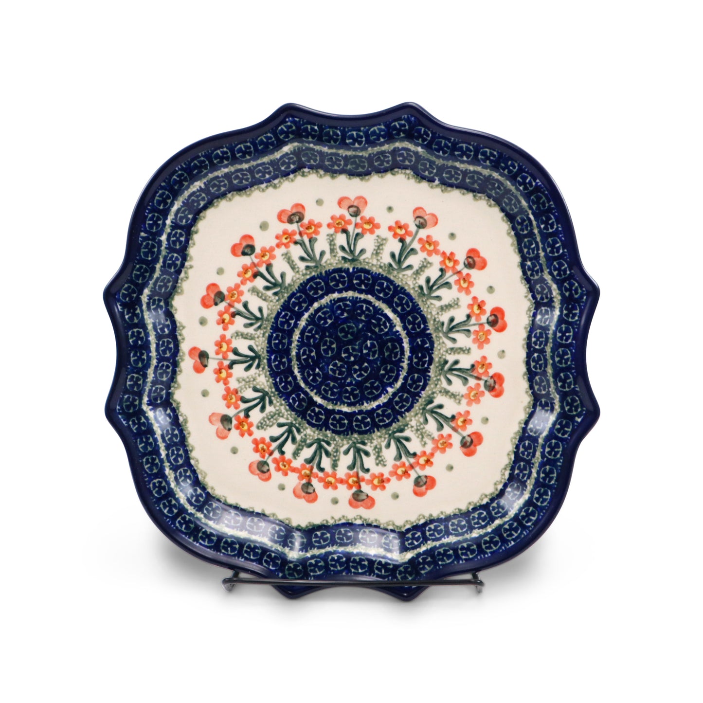 10" Serpentine Plate.Pattern: Peach Spring Daisy