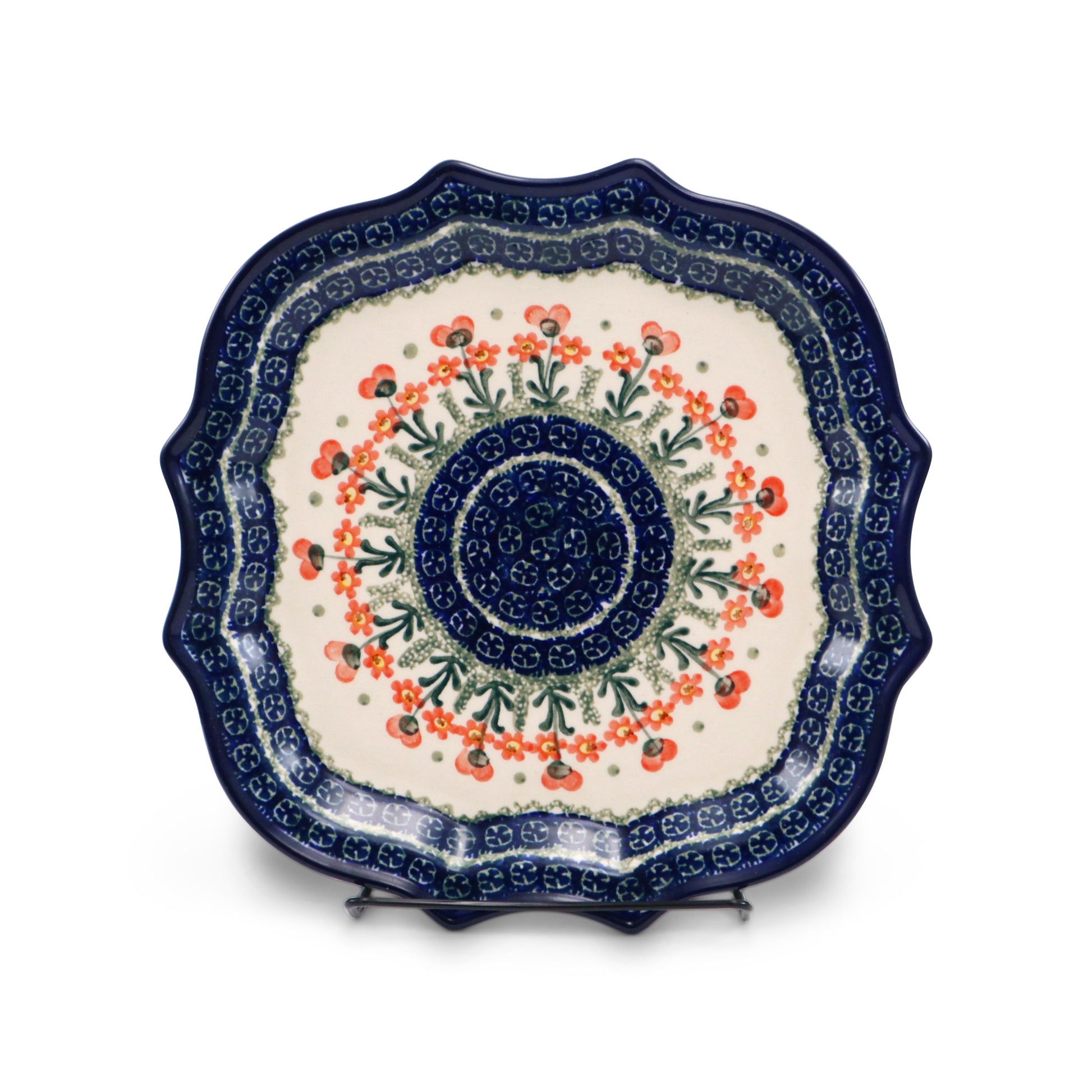 10" Serpentine Plate.Pattern: Peach Spring Daisy