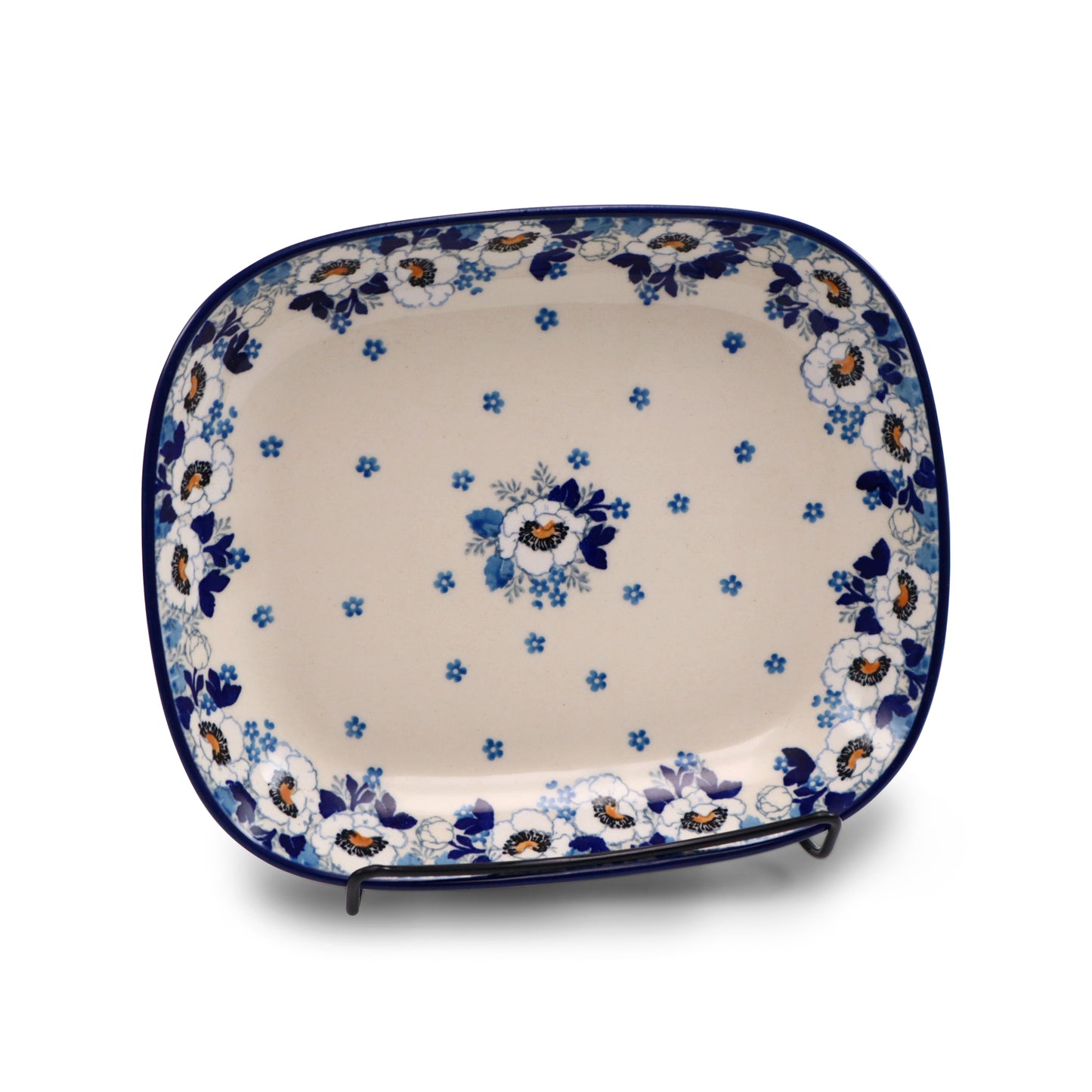 9"x7.5" Shallow Rectangular Baker.Pattern: Babcia's Garden