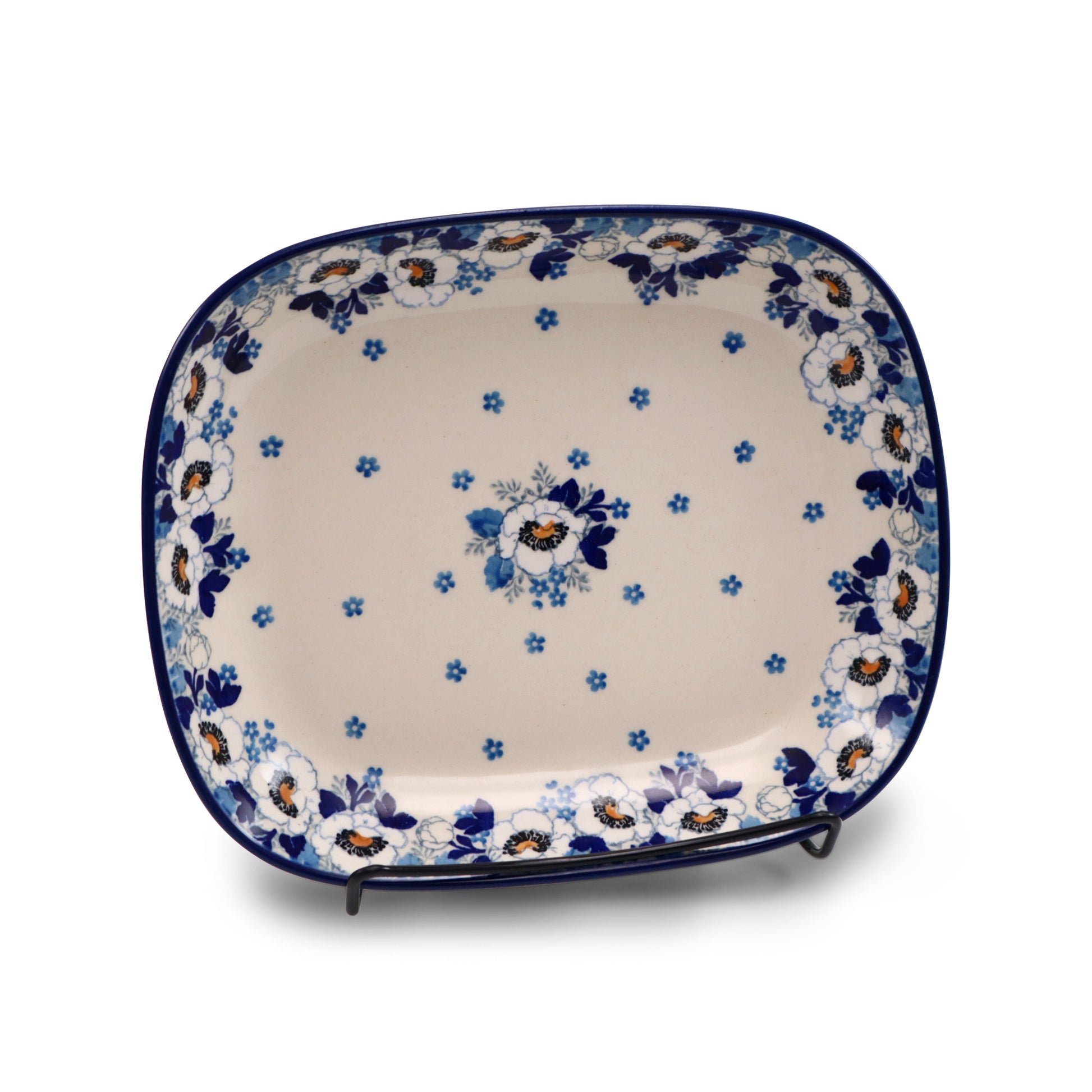9"x7.5" Shallow Rectangular Baker.Pattern: Babcia's Garden