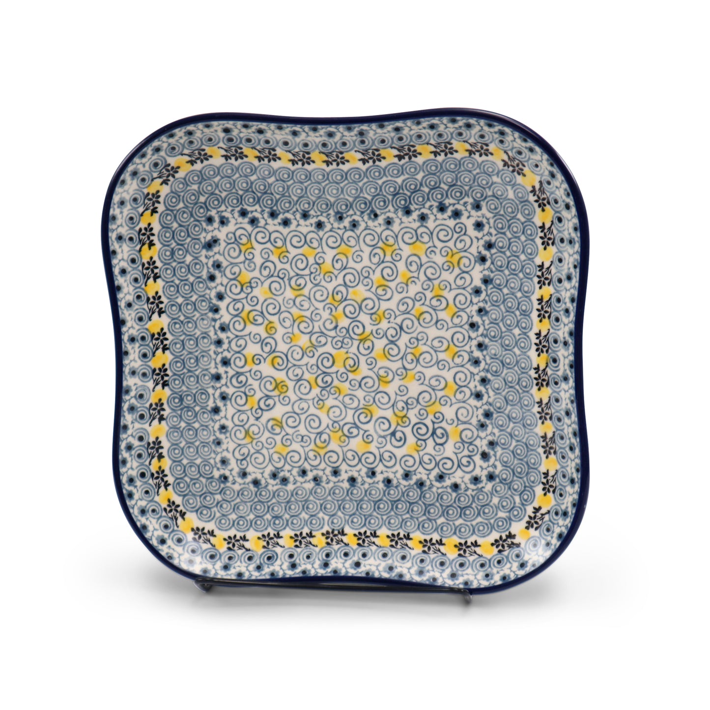 9.5" Square Plate.Pattern: Honeycomb