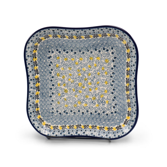 9.5" Square Plate.Pattern: Honeycomb