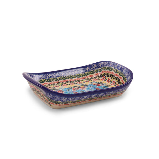 5.5"x9" Rectangular Tray with Handles. Pattern: Autumn Aqua