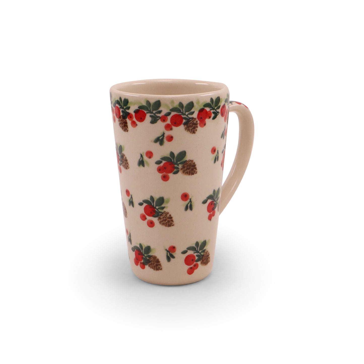 12oz Latte Mug. Pattern: Pine Bunch