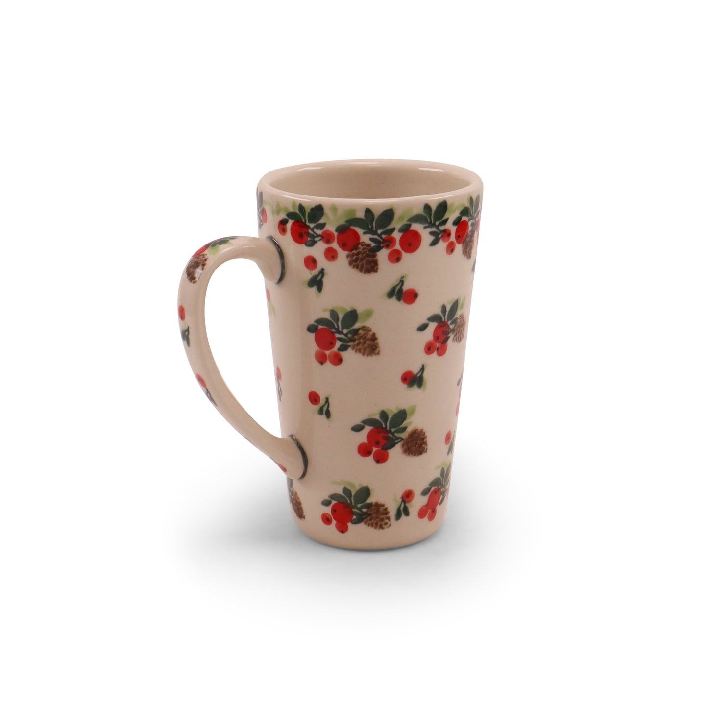 12oz Latte Mug. Pattern: Pine Bunch