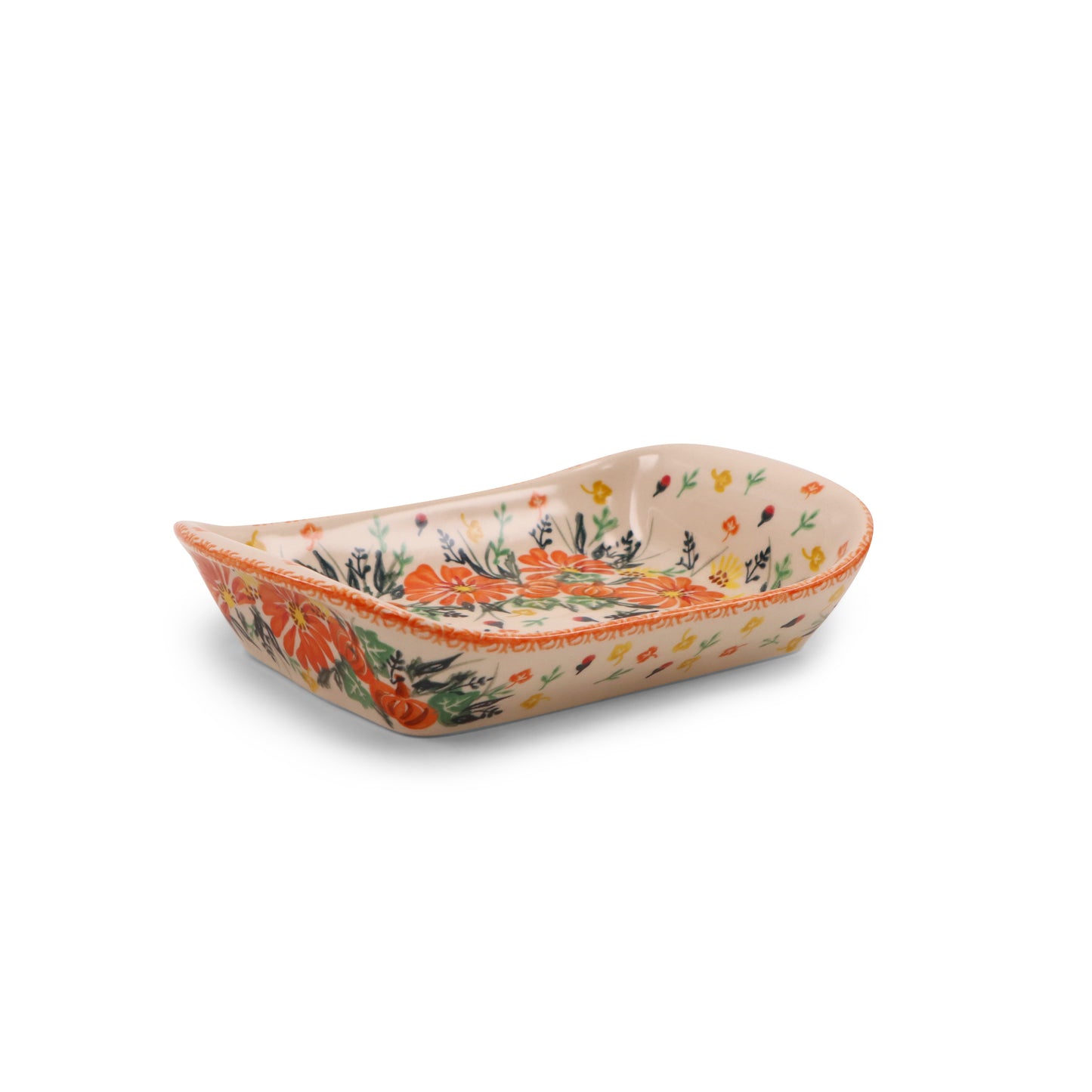 5.5"x9" Rectangular Tray with Handles. Pattern: Festive Fall