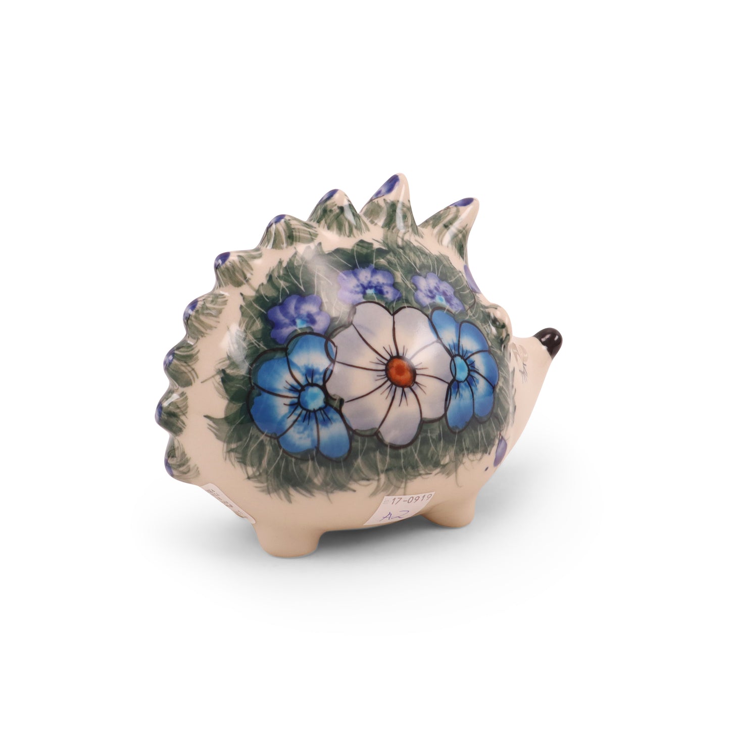 6"x4" Hedgehog Piggy Bank. Pattern: Cool Blues