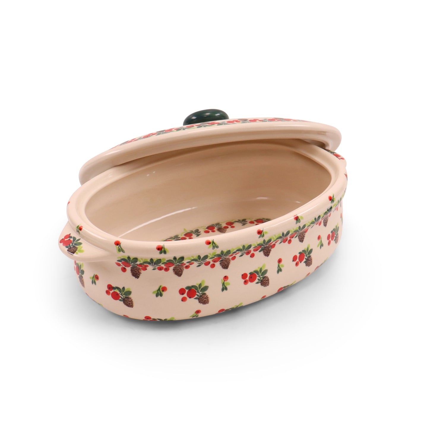 13"x8" Oval Baker with Lid 2Q. Pattern: Pine Bunch