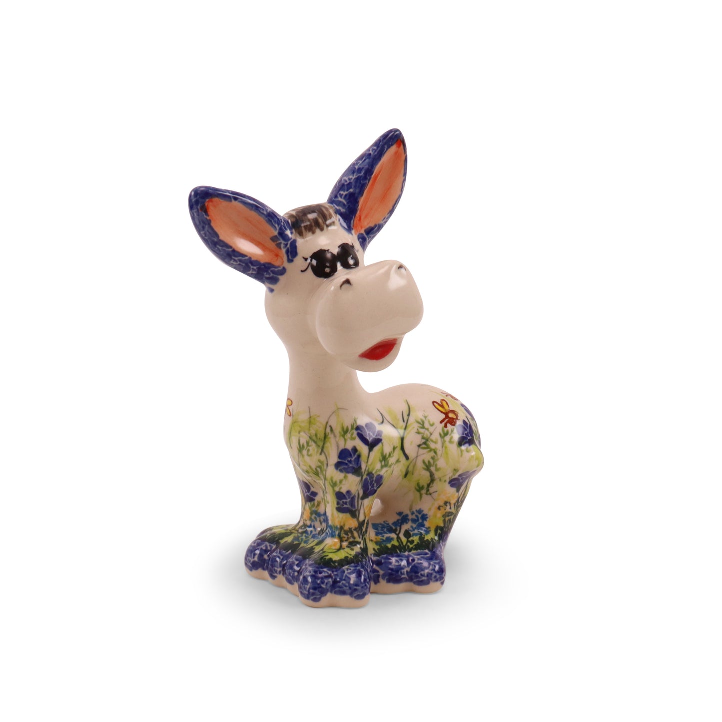 4"x8" Donkey Figurine. Pattern: Blue Nectar