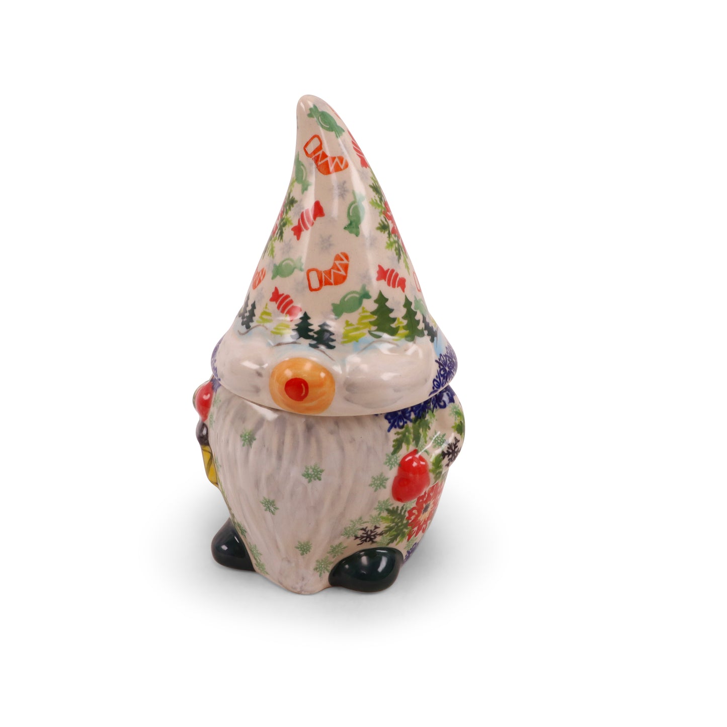 4.5"x8" Gnome Container. Pattern: Red Flower