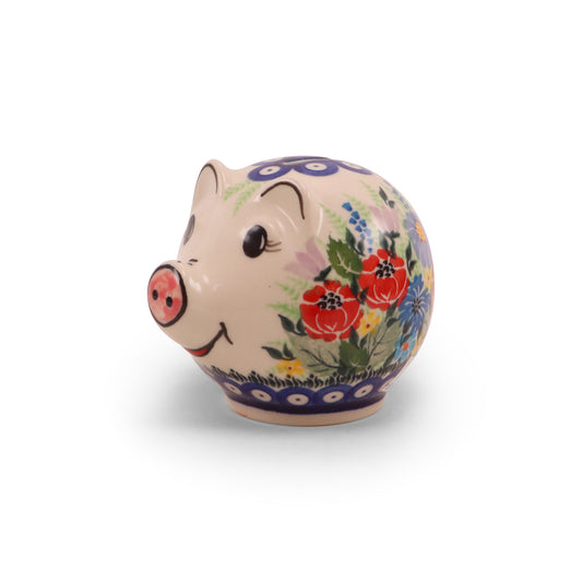 5"x3.5" Piggy Bank. Pattern: Beautiful Bouquet