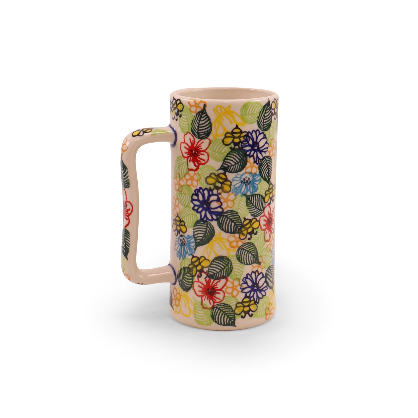 16oz Beer Mug. Pattern: Bee Happy