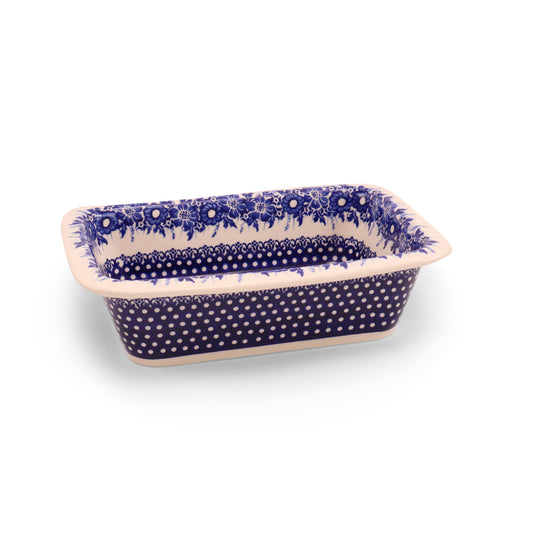12"x8"x3" Loaf Baker.Pattern: Cobalt Meadow