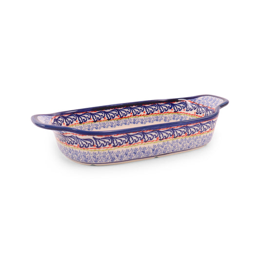 10"x5.5" Oval Serving Dish. Pattern: Blue Lace
