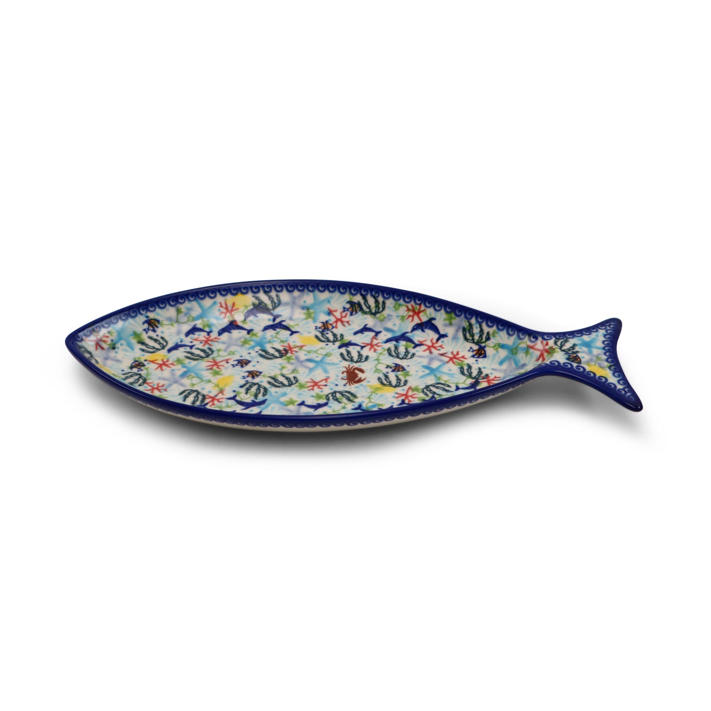14.5"x6.5" Fish Platter.Pattern: Under The Sea
