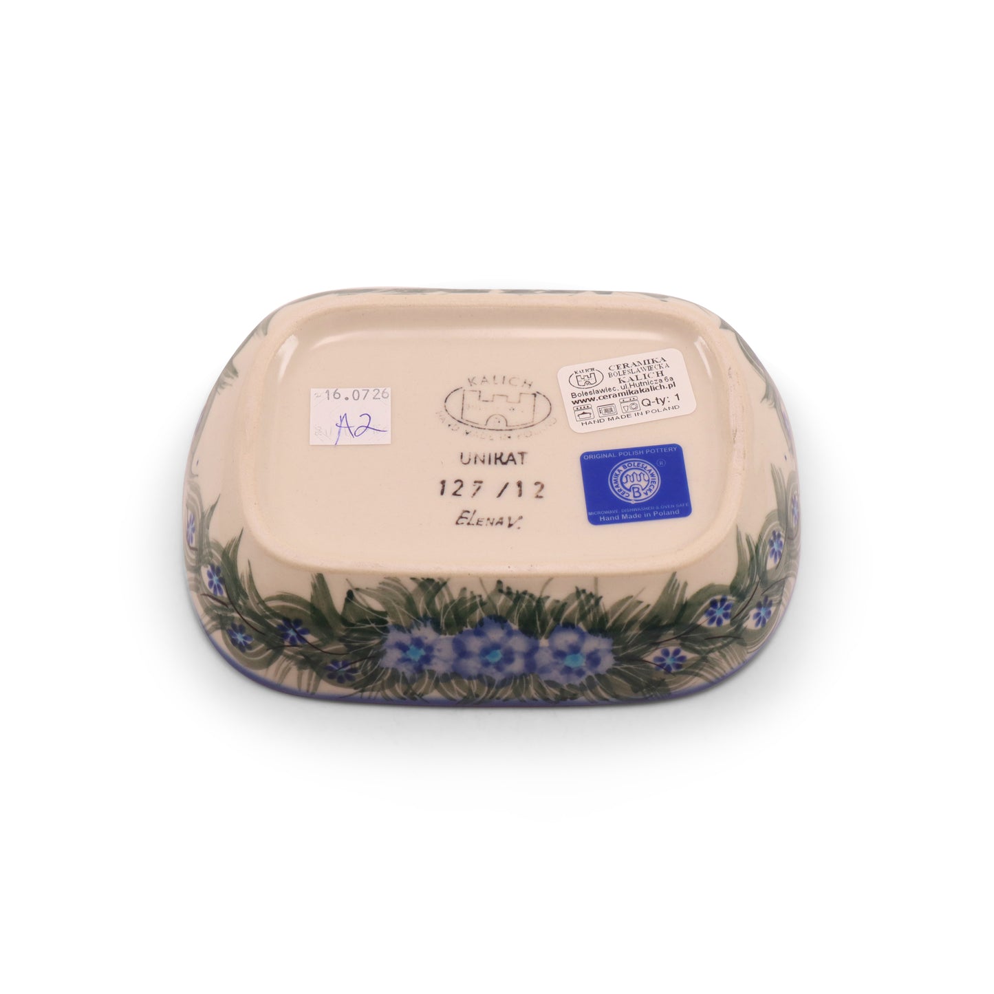 4.5"x6" Butter Dish. Pattern: Cool Blues