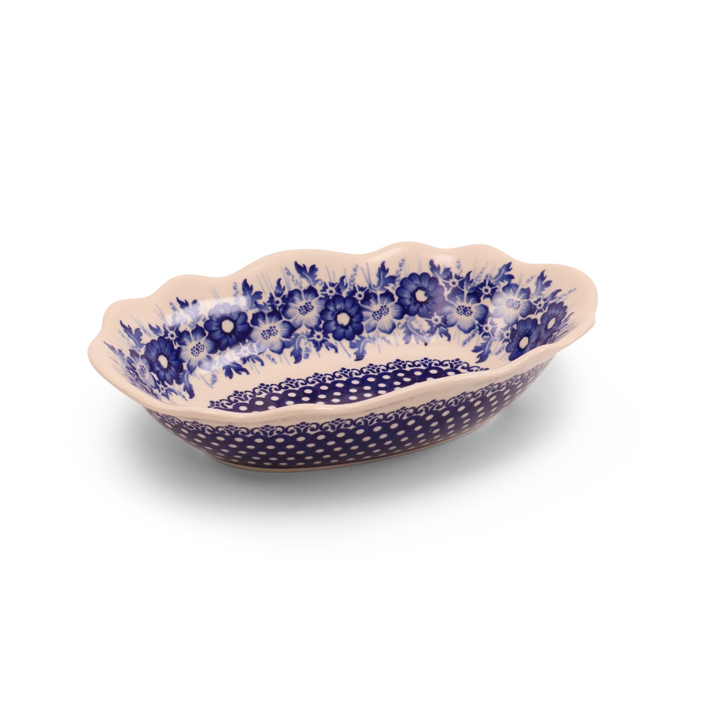 10"x6.5"x2.5" Oval Wavy Dish.Pattern: Bright Bouquet