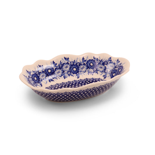 10"x6.5"x2.5" Oval Wavy Dish.Pattern: Bright Bouquet