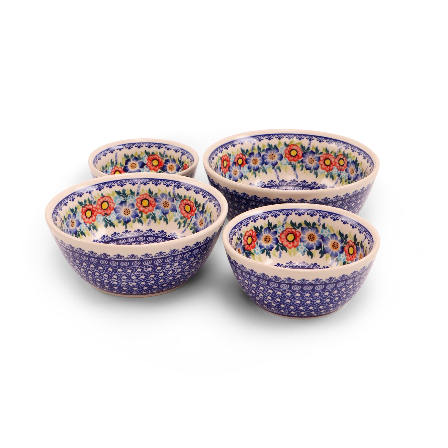 Round Nest Bowls Set of 4.Pattern: Summer Wreath