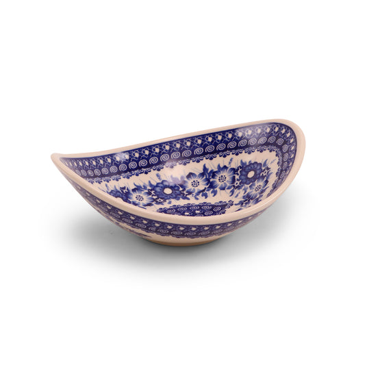 8"x7" Oval Boat Bowl.Pattern: Cobalt Meadow