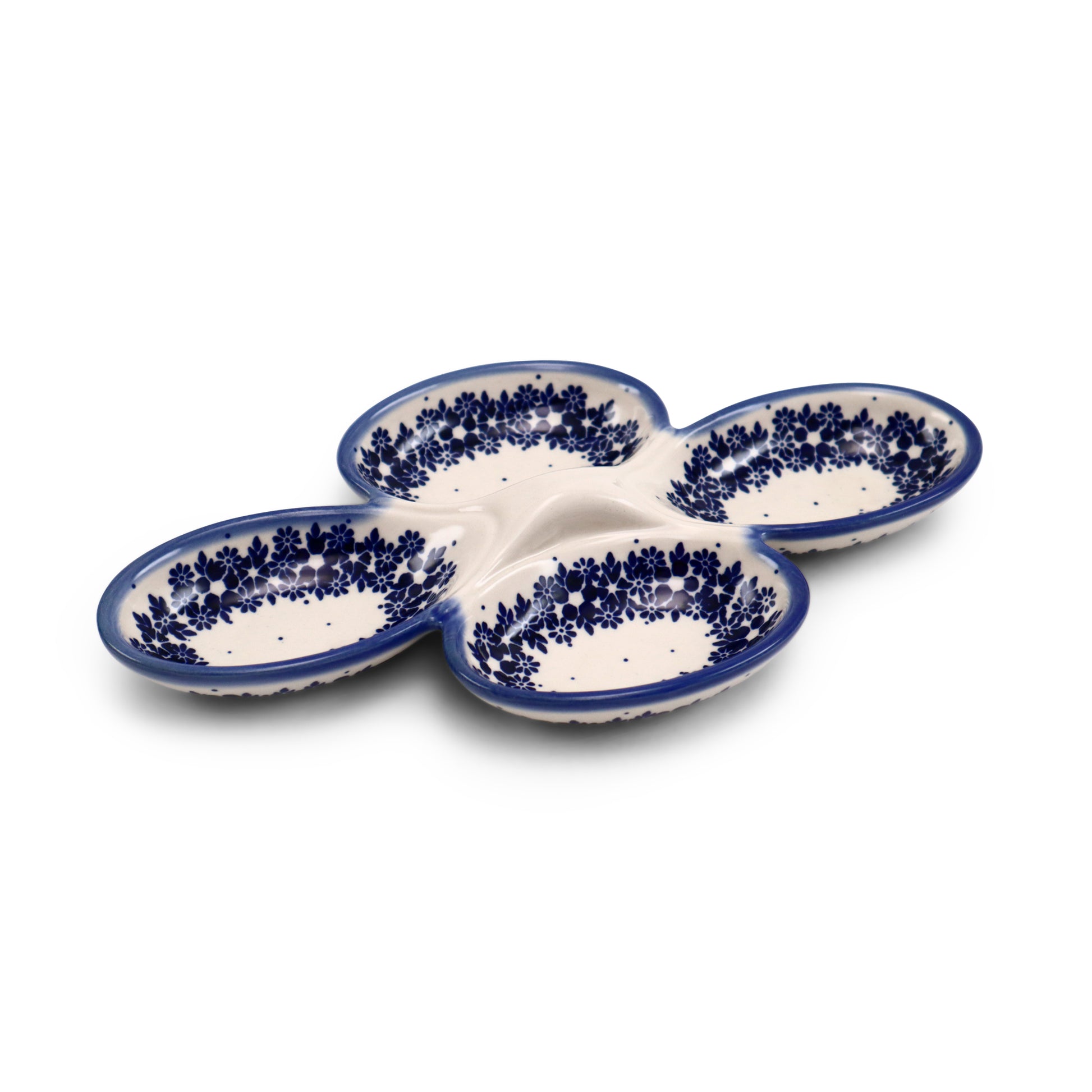 12"x7" Divided Tray.Pattern: Cobalt Charm