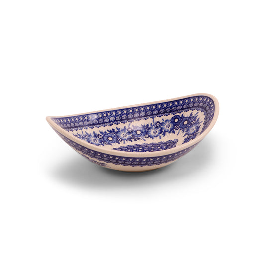 10.5"x8" Oval Boat Bowl.Pattern: Cobalt Meadow