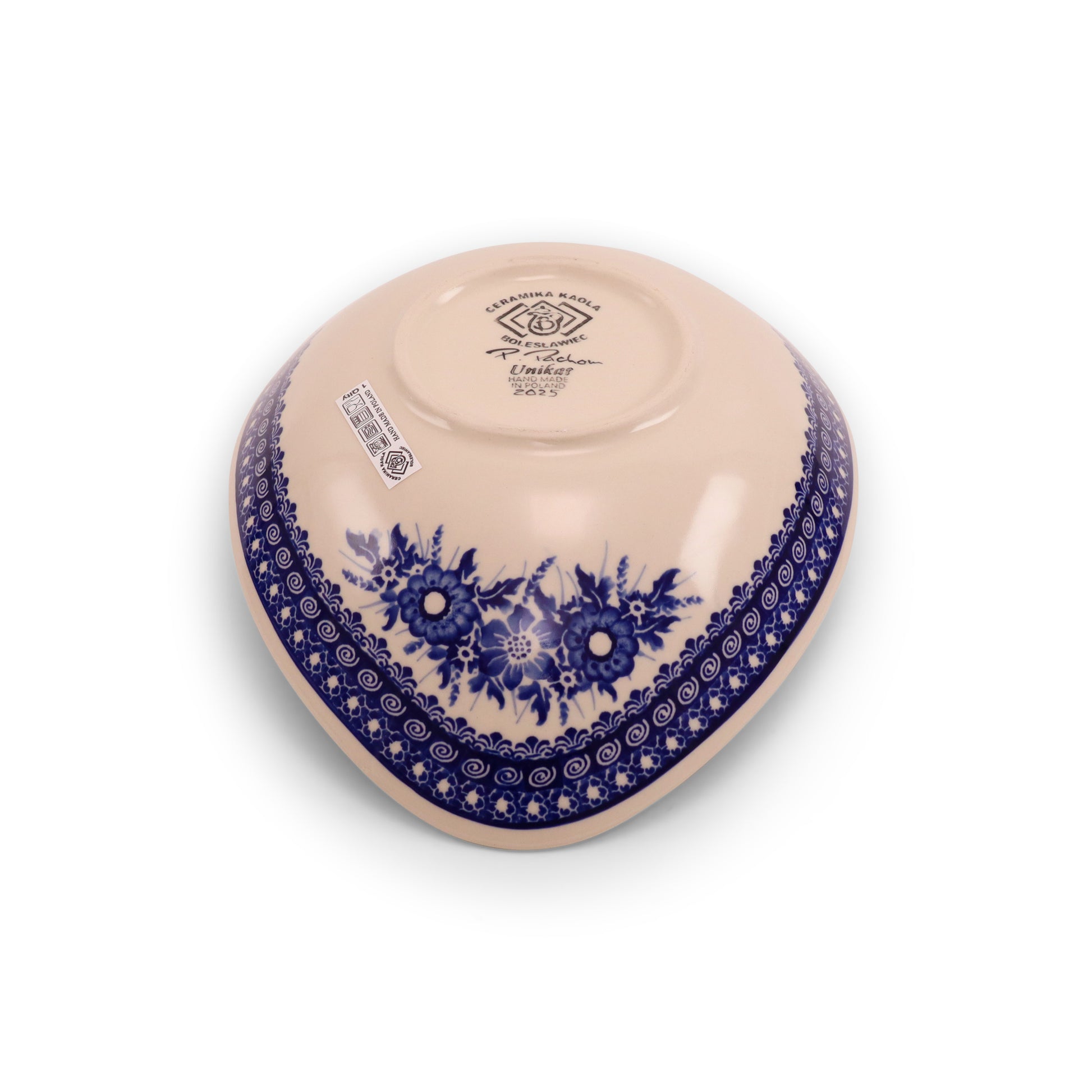 10.5"x8" Oval Boat Bowl.Pattern: Cobalt Meadow